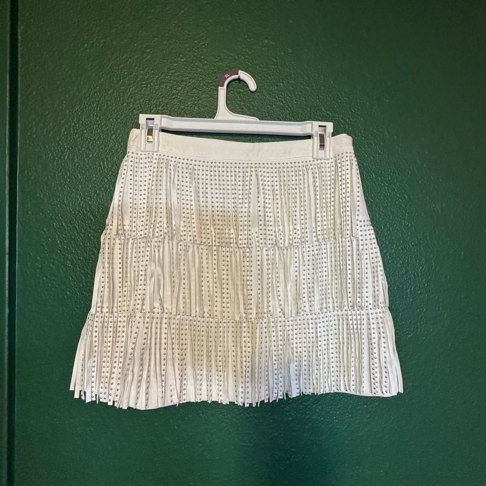 Main Strip White Eyelet Mini Skirt